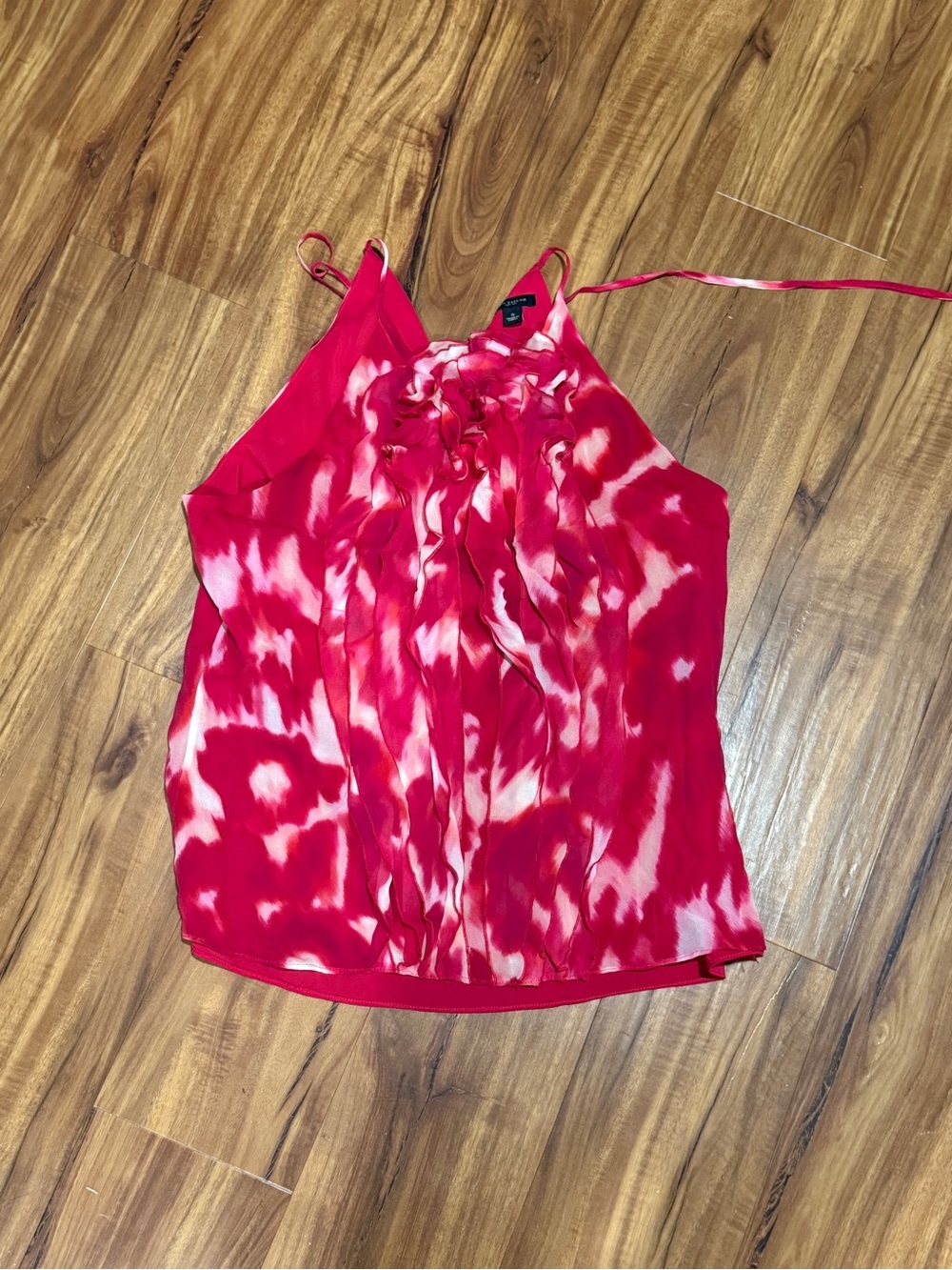 Ann Taylor Silk Halter Top Tie-Dye Pink Small